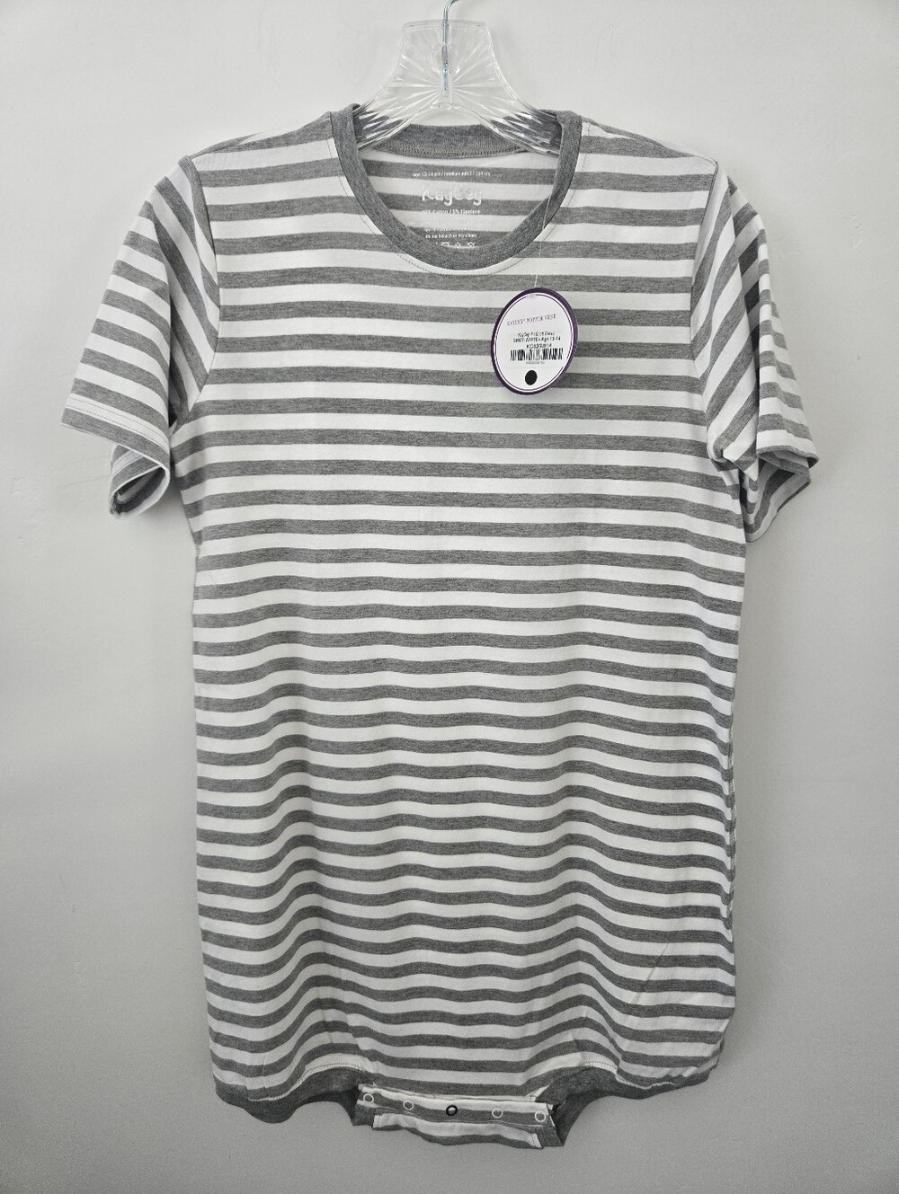 KayCey Signature Stripes Short Sleeve Popper Vest Bodysuit. Size age 13-14 Yr